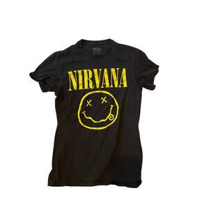 Nirvana Smiley Black T-Shirt Mens S